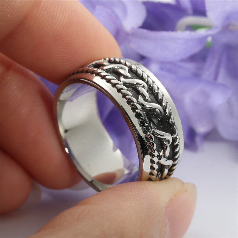 European And American Jewelry Titanium Steel Rattan Ring