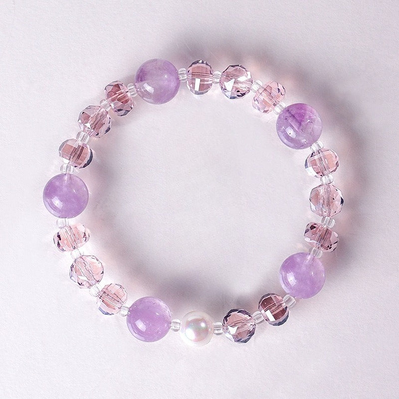 Amethyst Rose Quartz Crystal Bracelet