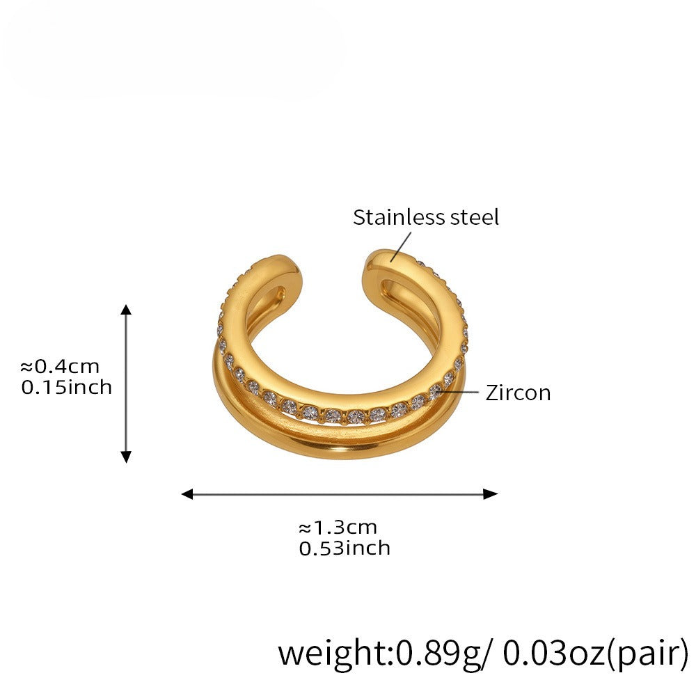 Planderful Women Zircon Ear Bone Clip Earrings 18K Gold