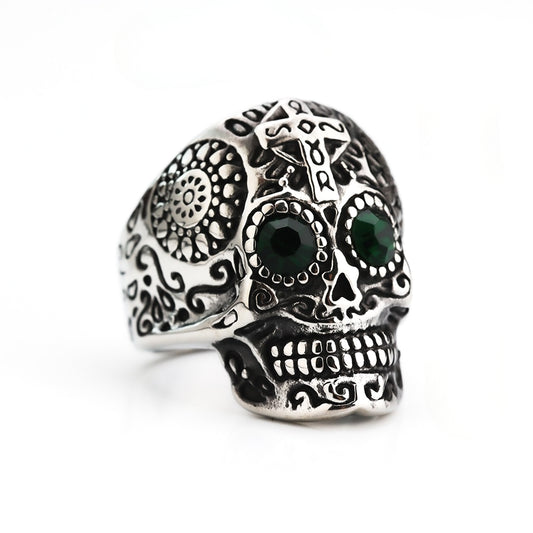 European And American Retro Stainless Steel Men's Rings Domineering Gothic Skull Halloween Rings