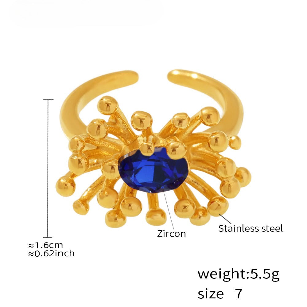 Planderful Stamen Zircon Opening Ring Stud Earrings For Her