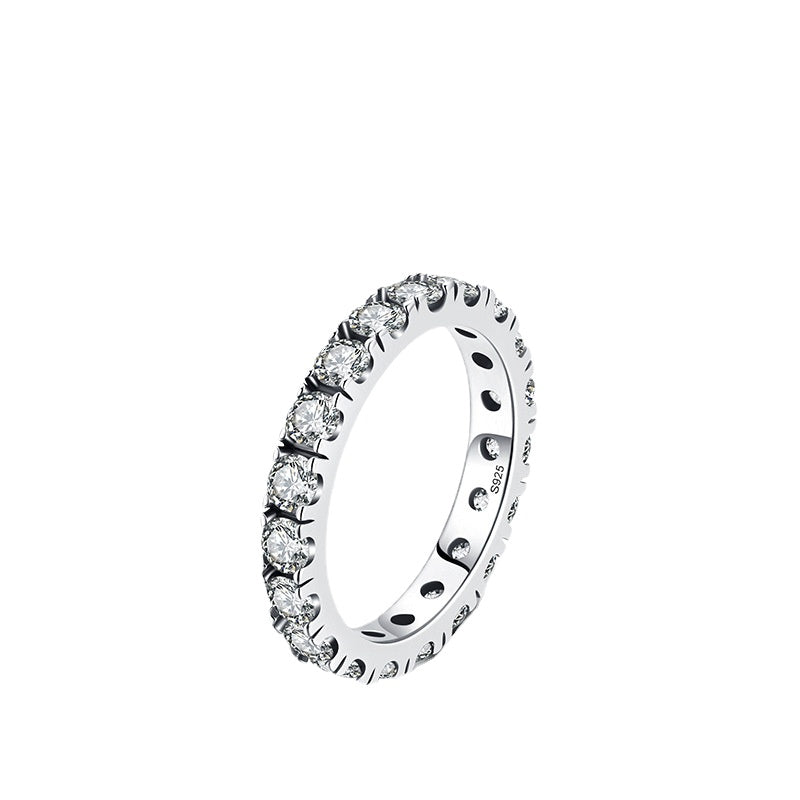 Luxurious S925 Sterling Silver Zircon Ring with Unique Design for Women - Fashionable Instagram Ring