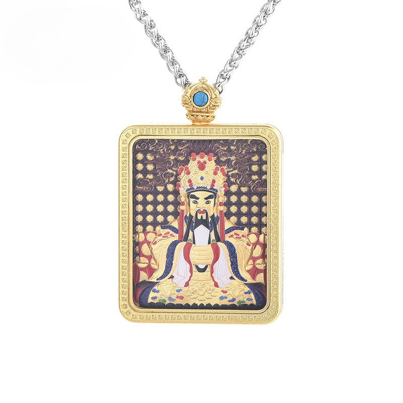 Steel Necklace - Elegant Bodhisattva Hand-Painted