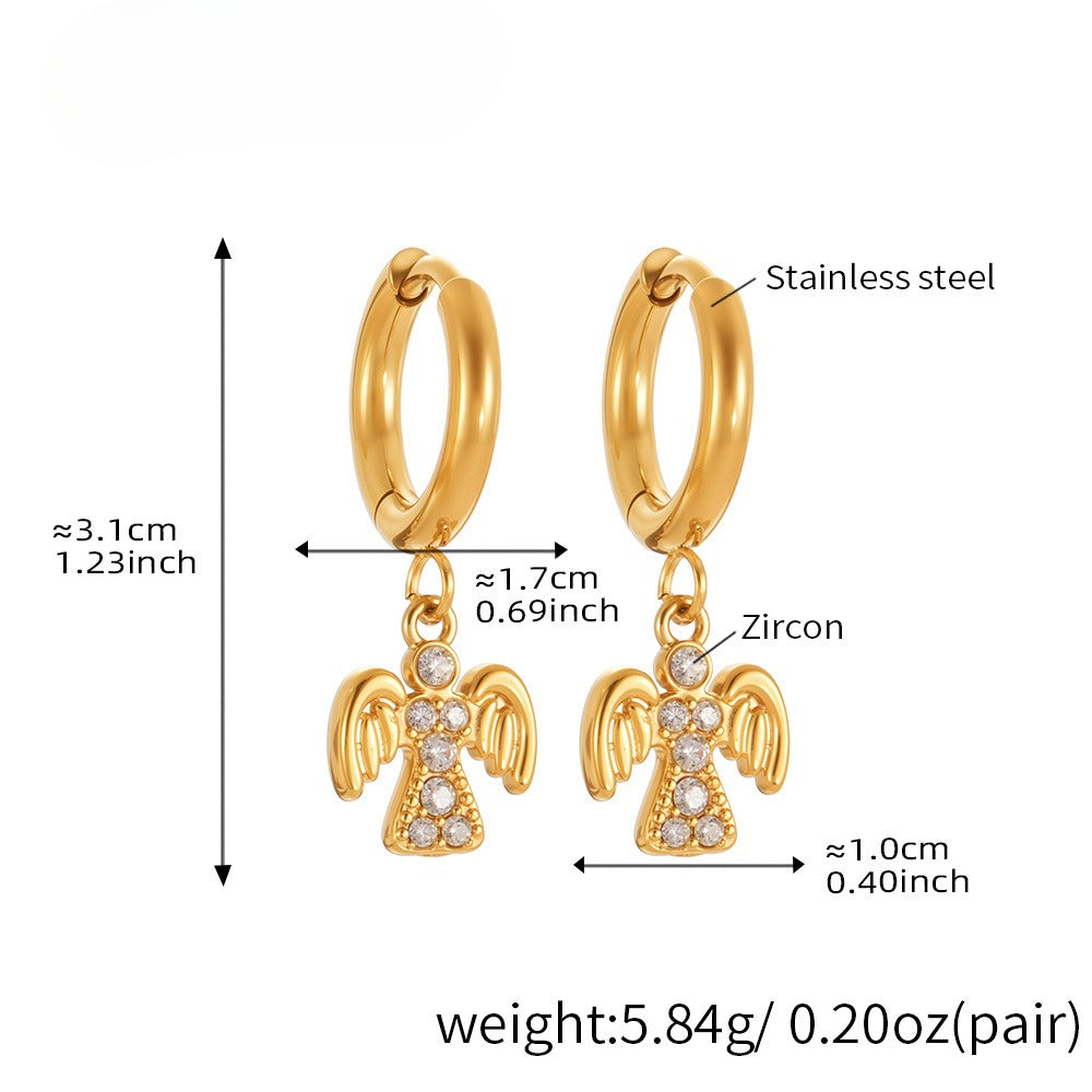 Planderful Zircon Angel Pendant Earrings For Women