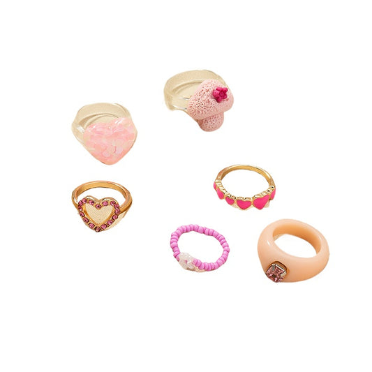 European and American Amazon Love Ring Set - Internet Celebrity Style Collection