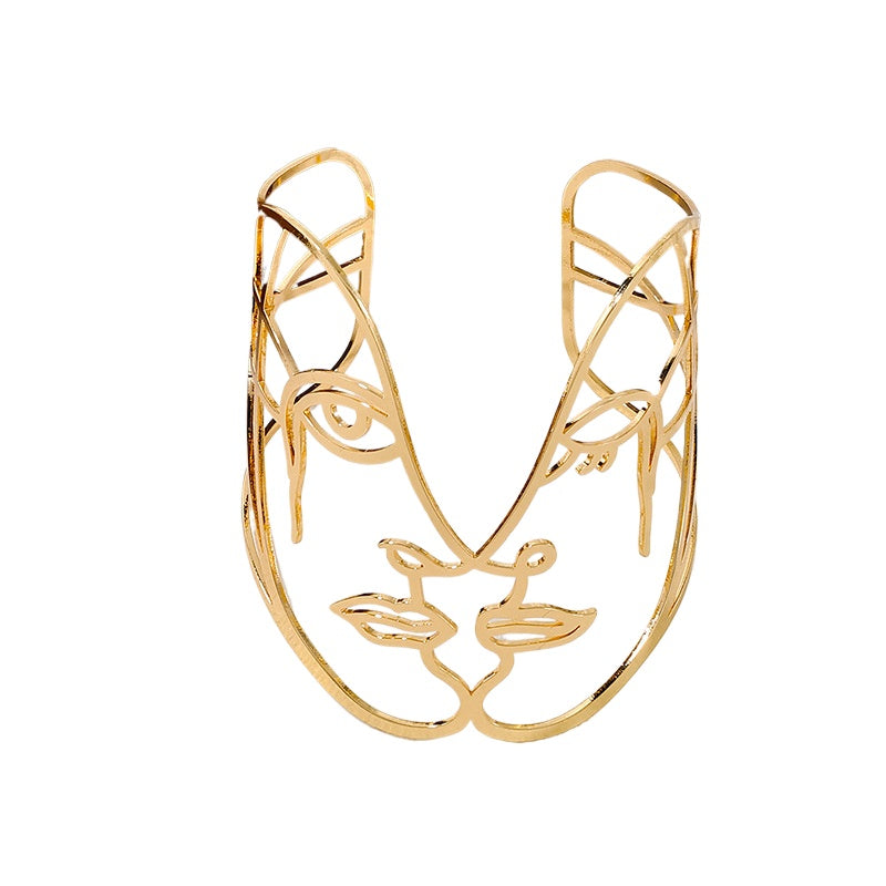 Exaggerated Metal Hollow Face Bracelet - Vienna Verve Collection