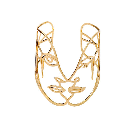Exaggerated Metal Hollow Face Bracelet - Vienna Verve Collection