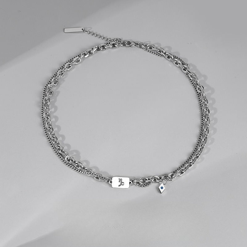 Planderful Jewelry Twelve Constellations Necklace For Men Stainless Steel Chain Luxury Design