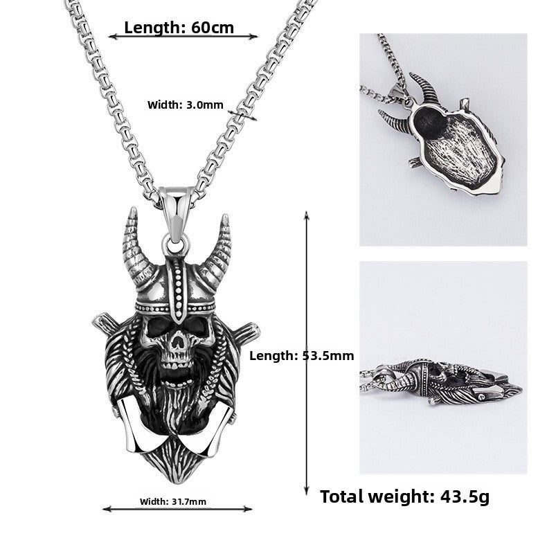 Punk Skull Stainless Steel Men's Pendant Necklace