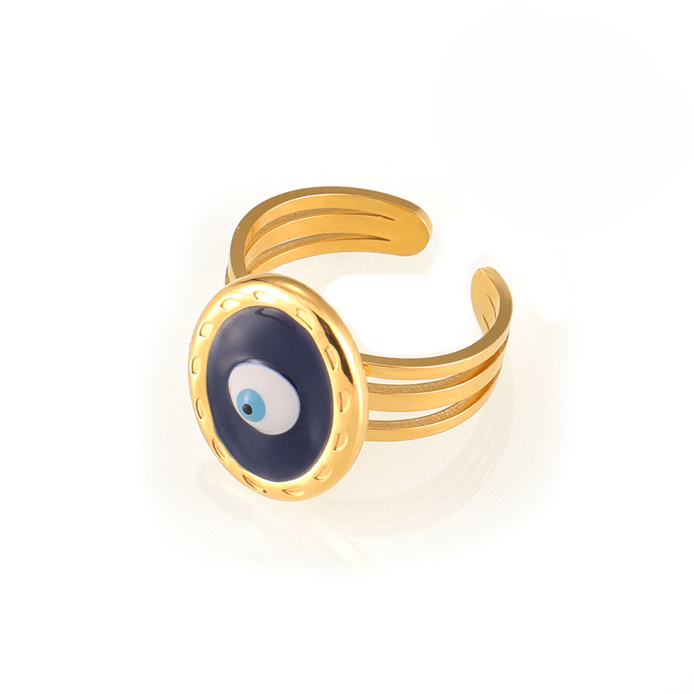 Devil's Eye Titanium Steel Multi-layer Ring with Dripping Oil Design