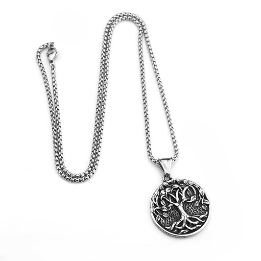 Planderful Viking Tree Of Life Necklace Pendant For Men Titanium Steel Durable Amulet Premium Nordic Jewelry