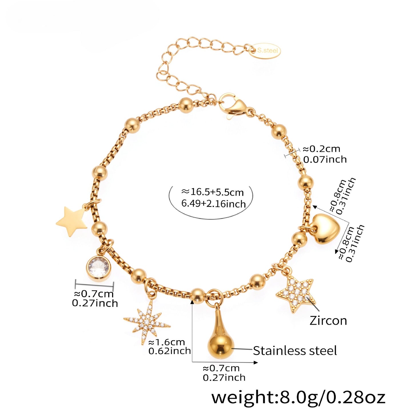 Planderful Medieval Zircon Bracelet For Women Gold Plated