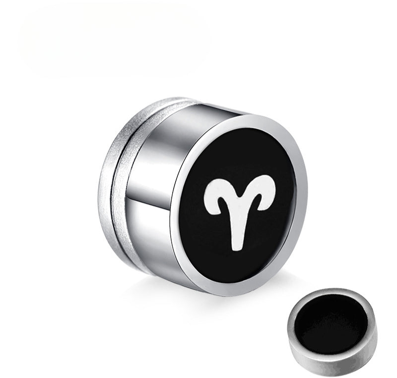 Titanium Steel Twelve Constellation Earrings for Men
