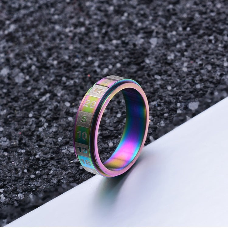 Planderful Rotatable Arabic Numerals Stainless Steel Ring For Men Unisex Protection Statement Trendy Jewelry