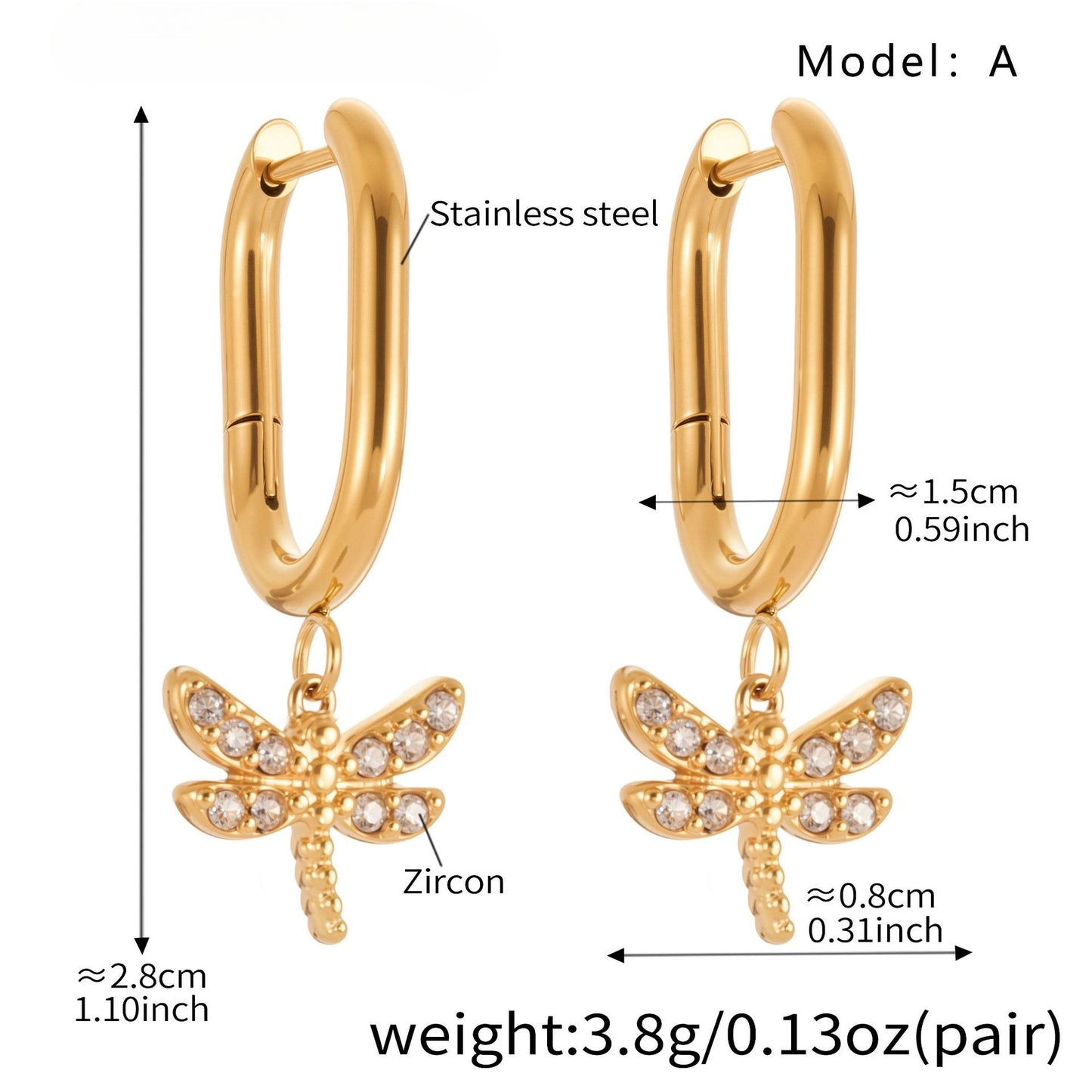 Planderful Zircon Dragonfly Earrings For Daily Wear Chic