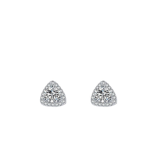 S925 Sterling Silver Zircon Triangle Earrings for Women - Elegant and Luxurious Jewelry