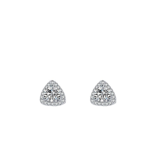 S925 Sterling Silver Zircon Triangle Earrings for Women - Elegant and Luxurious Jewelry