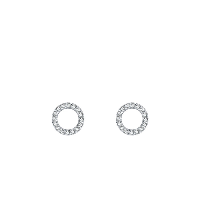 925 Sterling Silver Heart Geometric Zircon Stud Earrings