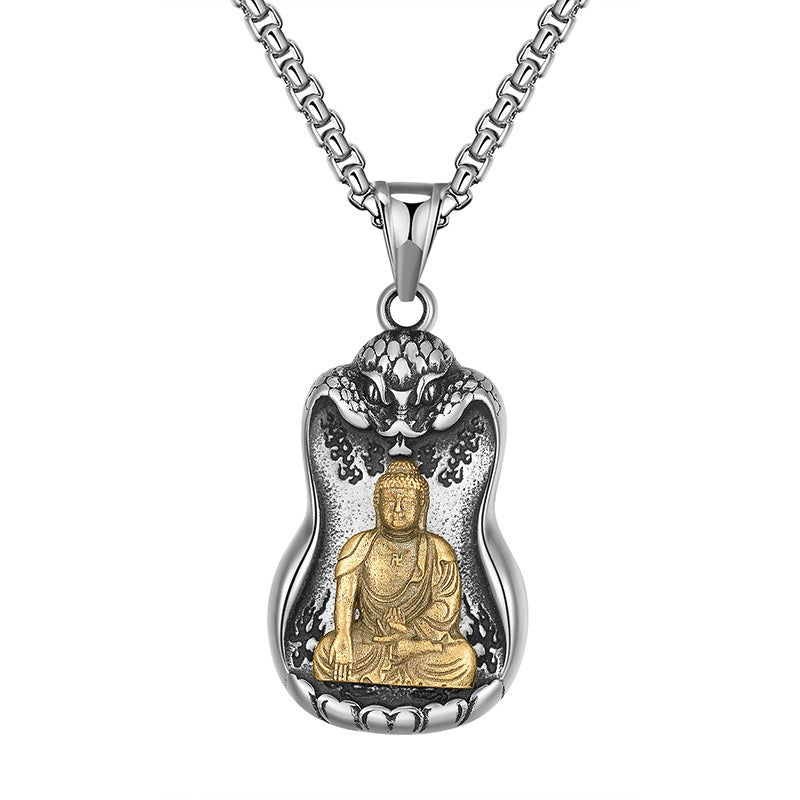 Steel Necklace – Elegant Eight Patron Saints Zodiac Buddha Pendant For Men Everyday Wear Gift