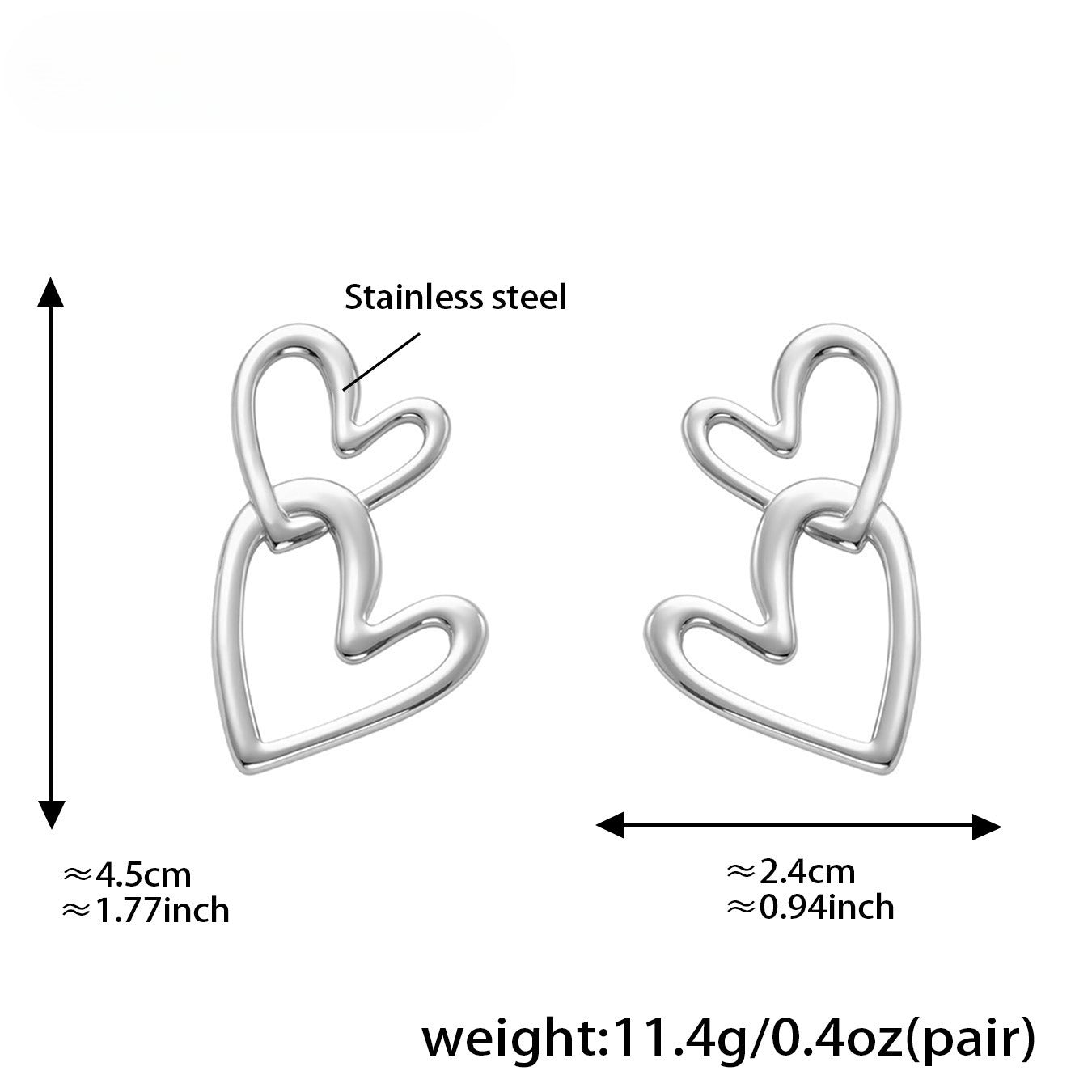 Planderful Double Love Earrings 18K Gold Plated Women