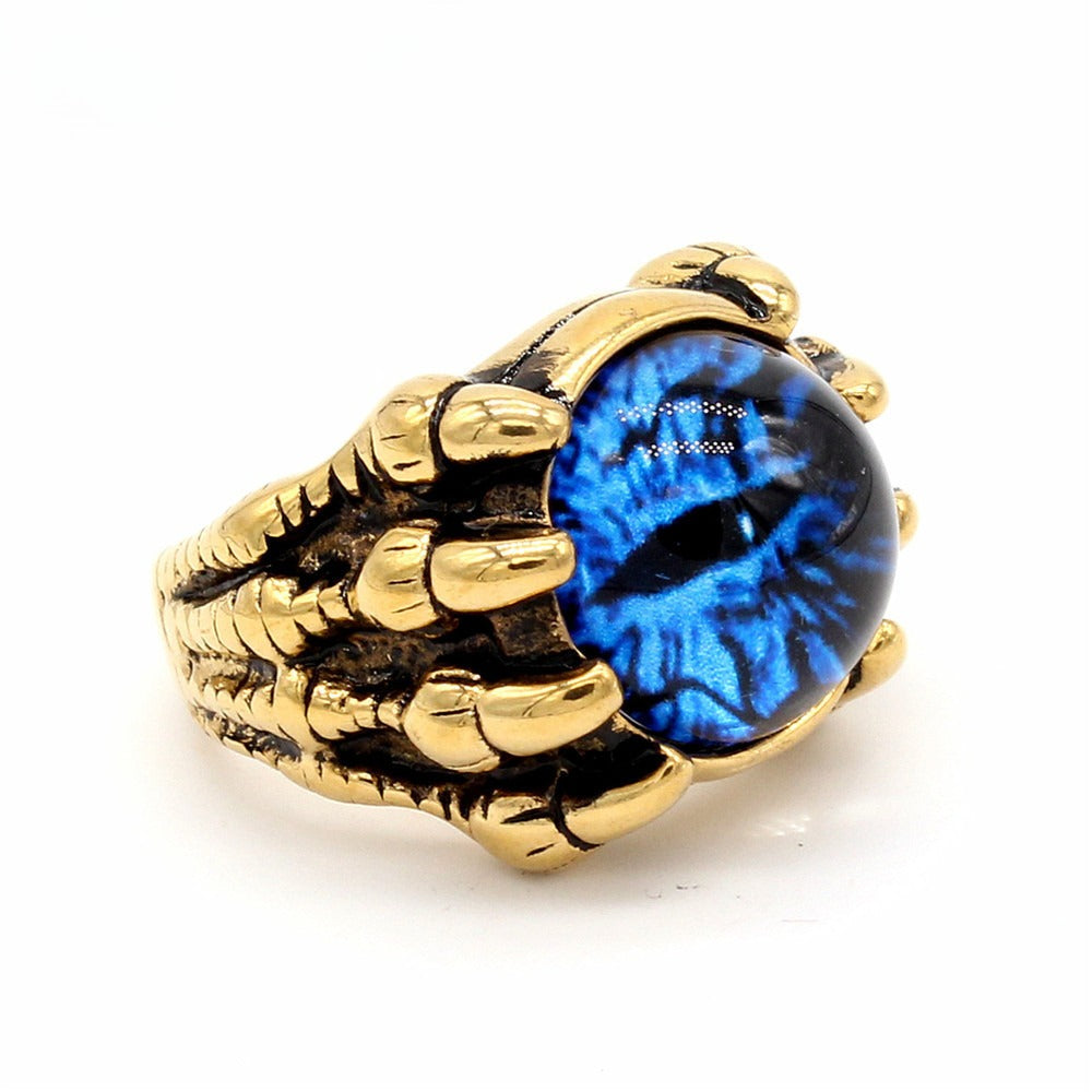 Planderful Titanium Steel Ring With Retro Devil Eyes Protective Unisex Jewelry For Men