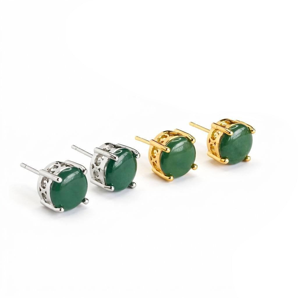 Blue-Water Jadeite Stud Earrings