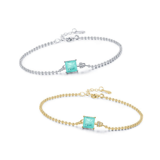 S925 Sterling Silver Tourmaline Bead Bracelet for Women - Everyday Genie Collection