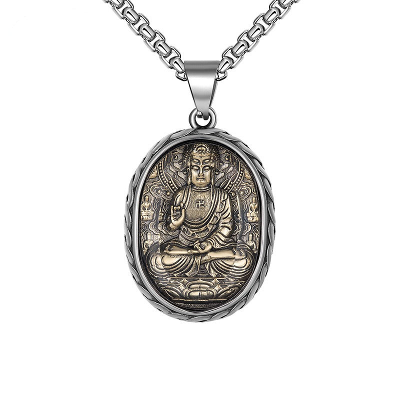 Steel Necklace – Vintage Zodiac Saint Amulet For Men