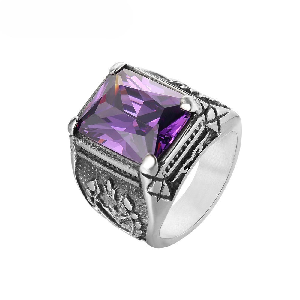 Planderful Personalized Titanium Steel Zircon Ring For Men And Unisex Retro Olive Branch Everyday Genie Collection
