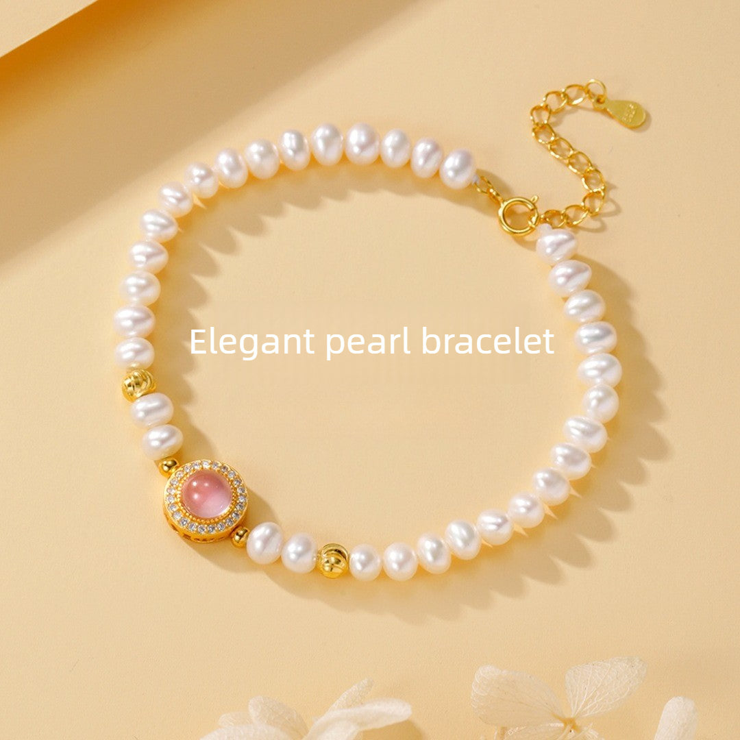 Pearl Hibiscus 925 Sterling Silver Women's Bracelet