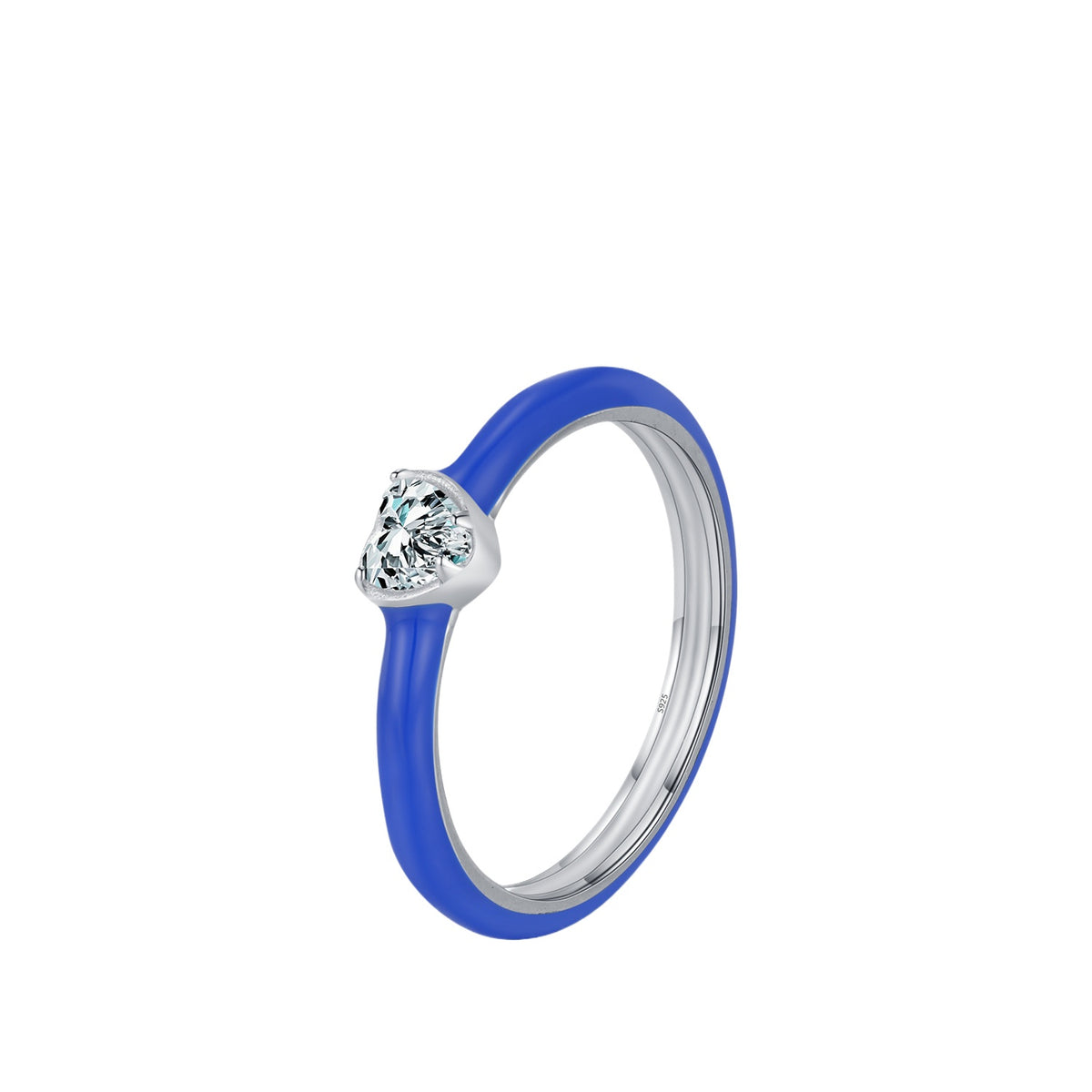 925 Sterling Silver Heart Enamel Zircon Ring