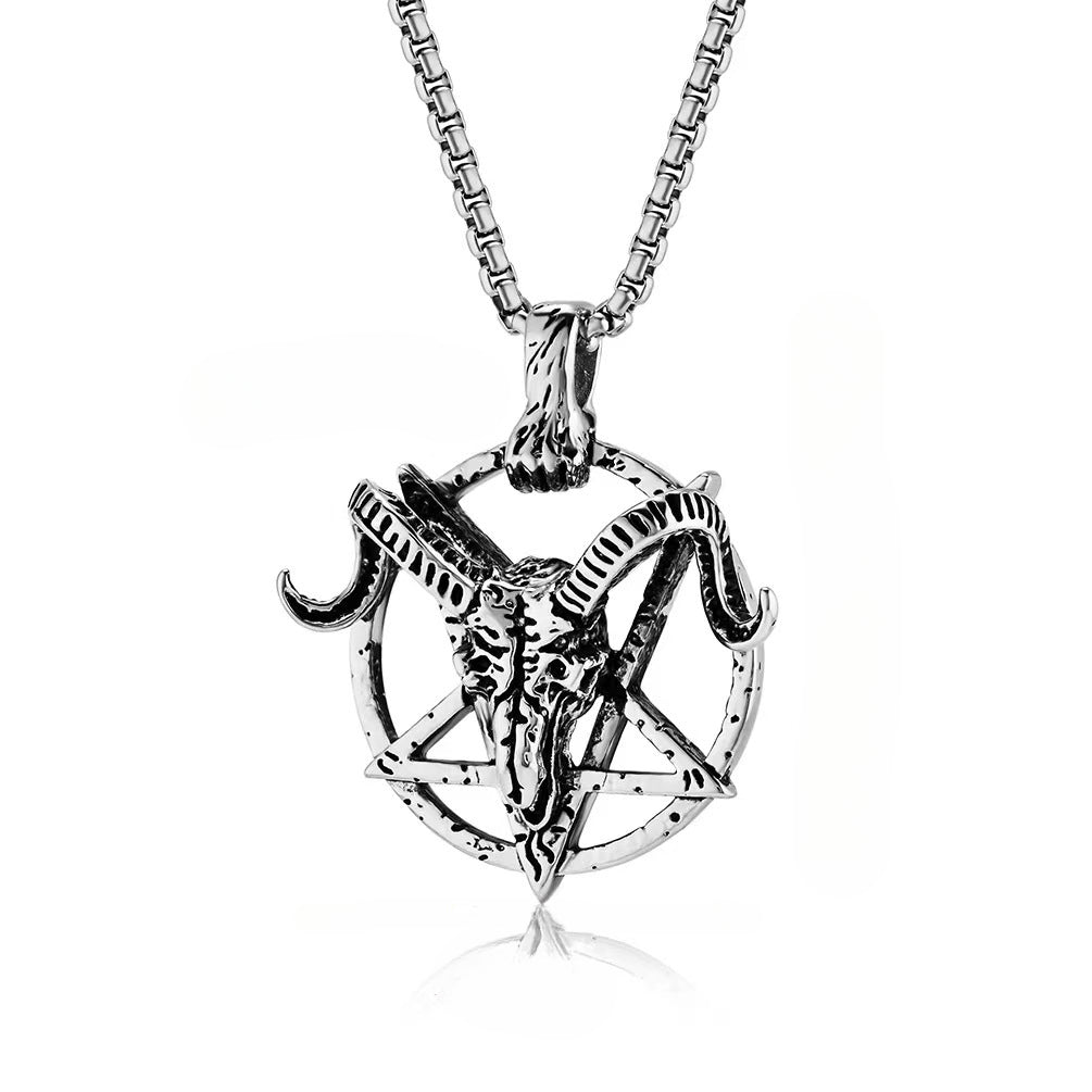 European And American Retro Men's Goat Head Necklace Pendant