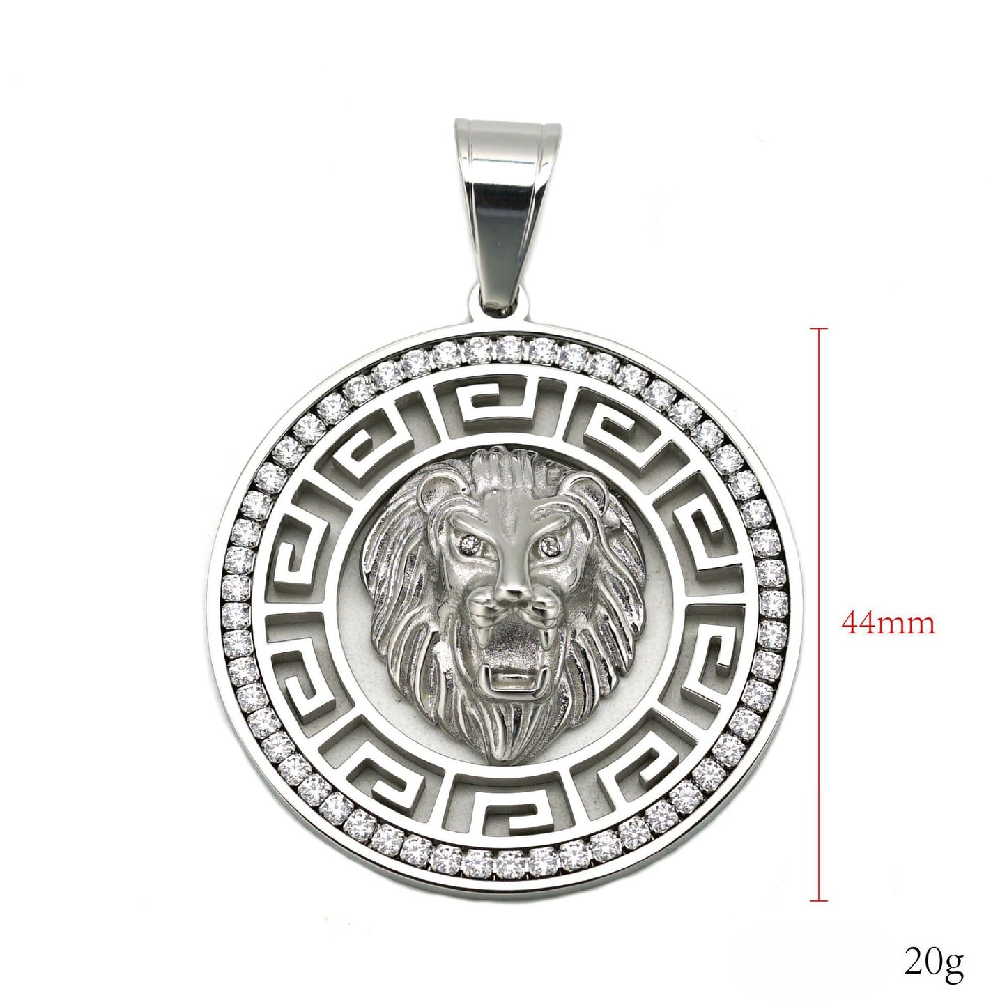 Planderful Lion Head Pendant Necklace Stainless Steel Full Zircon Unisex Hip Hop Jewelry Statement