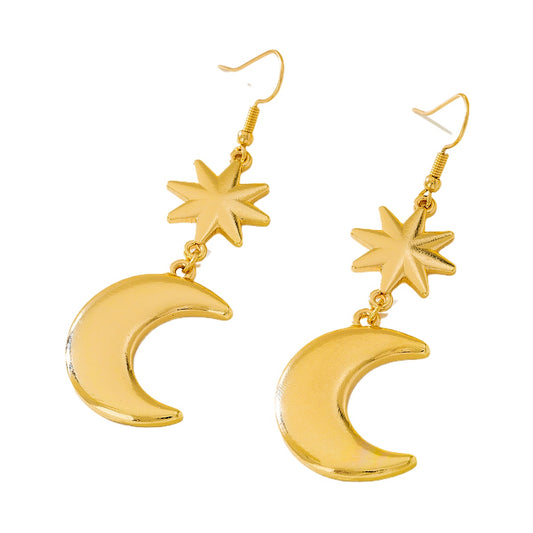 Planderful Vienna Verve Earrings – Stylish Metal Stars and Moon Design