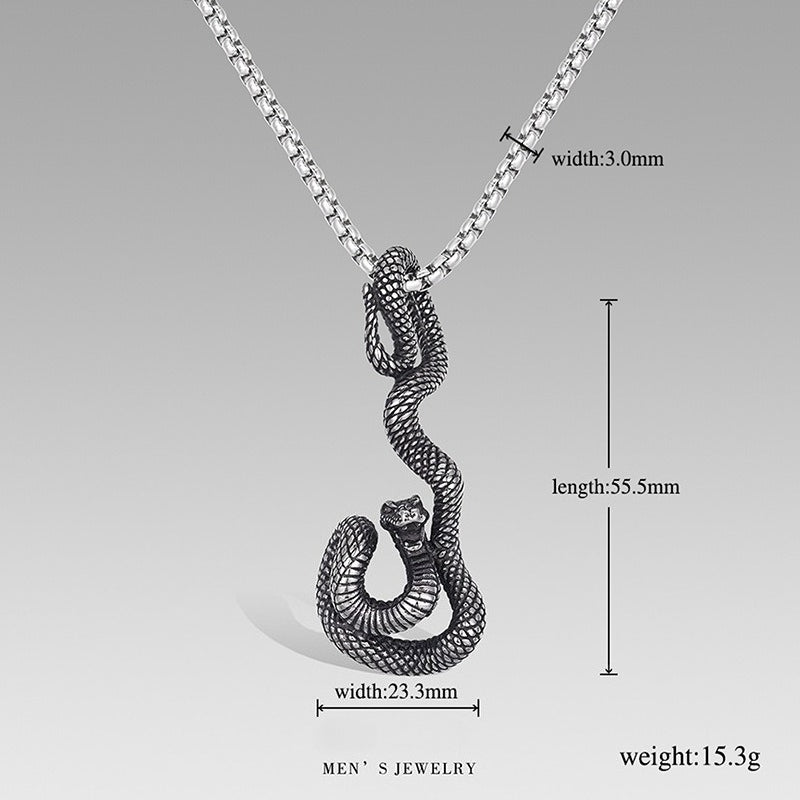 Titanium Steel Necklace – Statement Snake Chain For Men Handmade Casting Everyday Gift