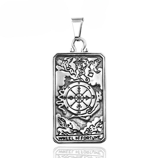 Retro Tarot Pendant for Men - European and American Titanium Steel Jewelry, Unique Relief Design