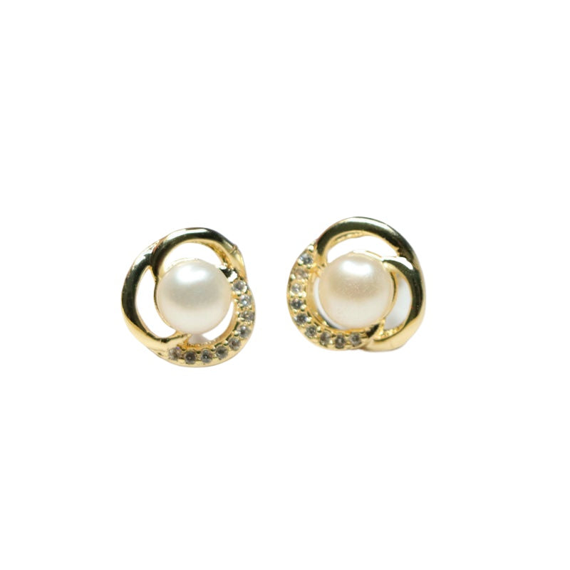 Pearl Swirl 925 Silver Stud Earrings