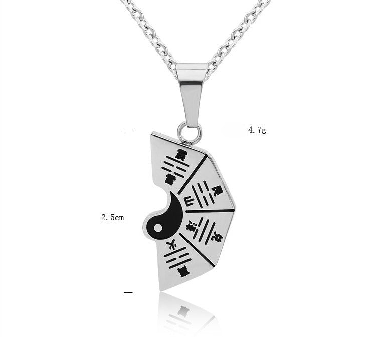 Planderful Yin Yang Tai Chi Couple Necklace Titanium Steel Pendant Unisex Symbolic Protection Gift For Lovers