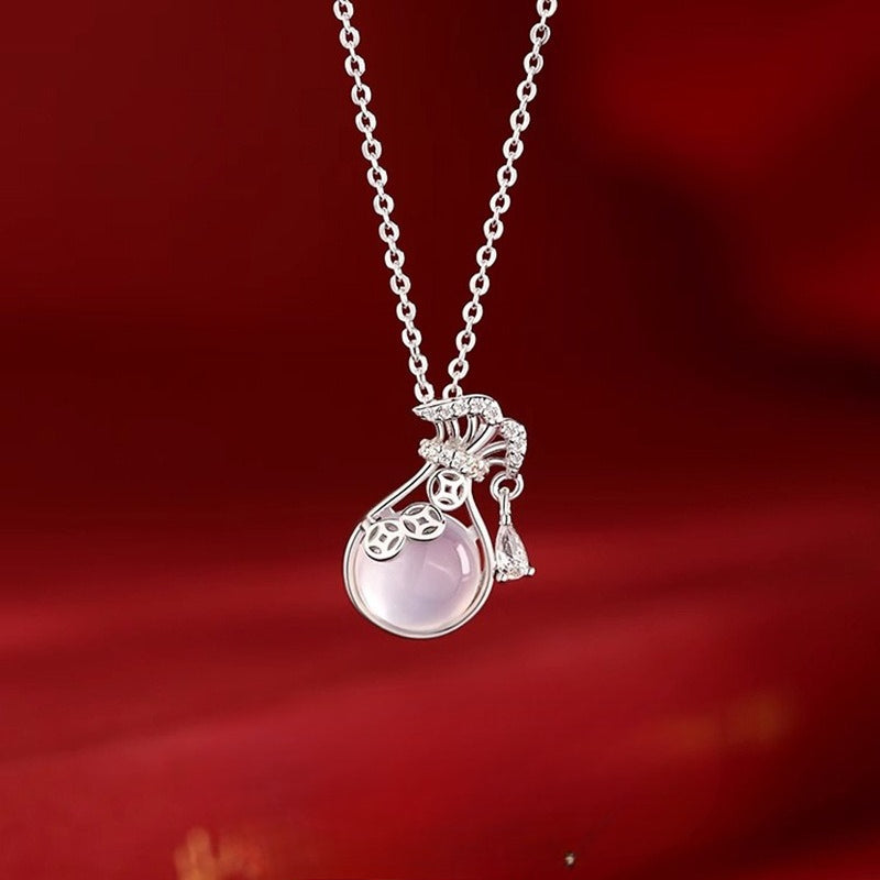 Planderful 925 Sterling Silver Necklace Lucky Bag Design For Women Collarbone Chain Gift