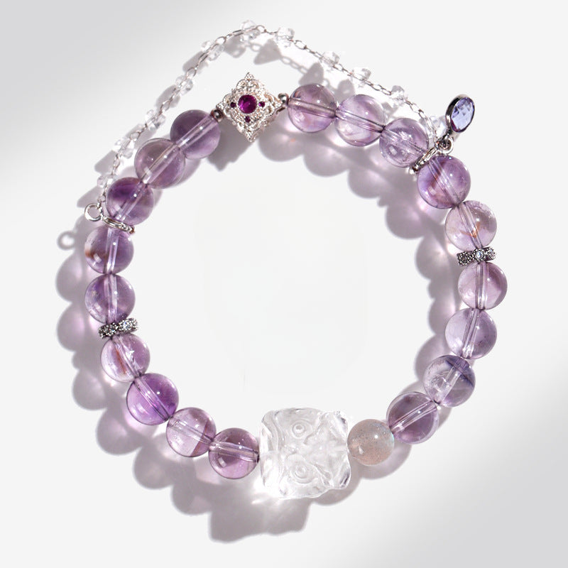 Planderful Fortune's Favor Bracelet – Irregular Oval Amethyst with Butterfly Tassel
