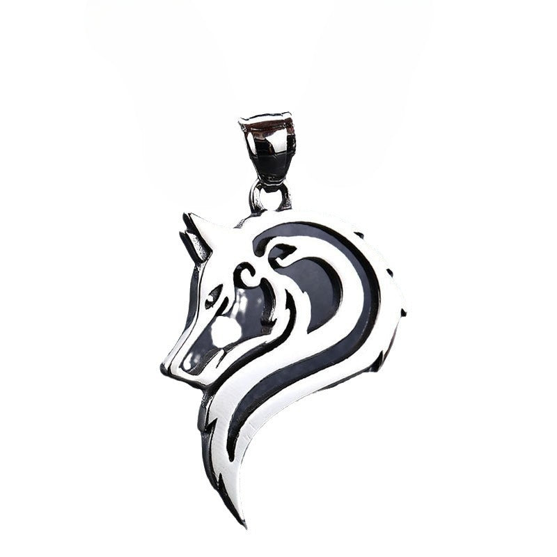 Titanium Steel Personalized Wolf Head Pendant for Men - European and American Wholesale Jewelry