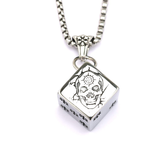 Planderful Skull Dice Pendant Durable Stainless Steel Unisex Gothic Punk Jewelry For Men And Women