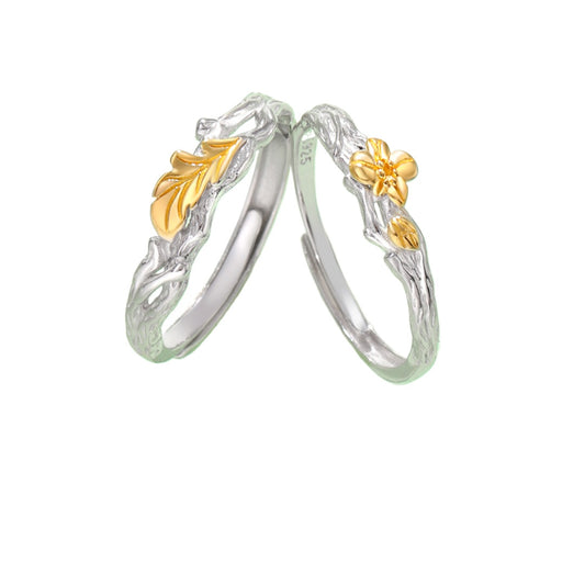 Planderful Oak and Kapok Couple Ring S925 Sterling Silver Mori Small Fresh Premium Ring Valentine's Day Gift