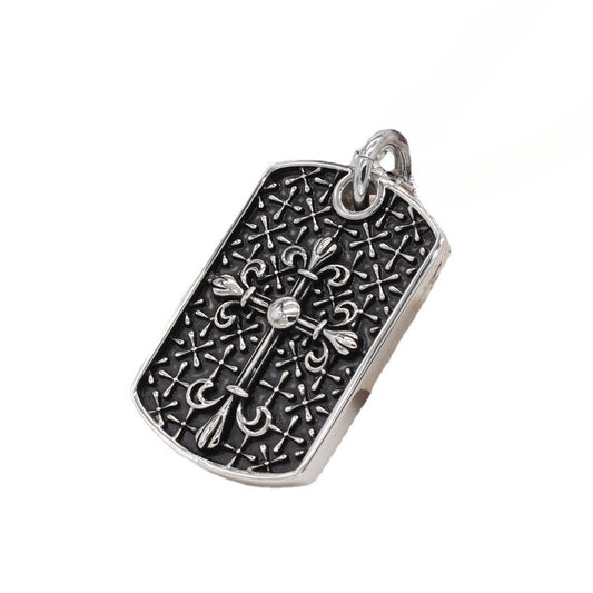 Saint Cross Flower Military Tag Titanium Steel Pendant for Men