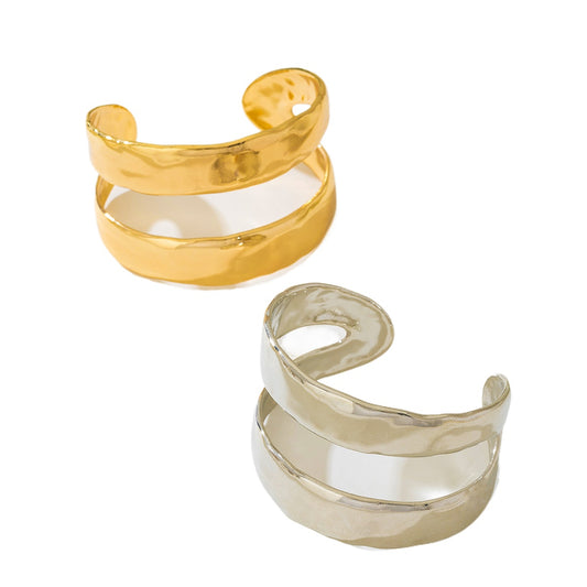 Planderful Vienna Verve Bracelet – Elegant Double-Layered Metal Geometry Design