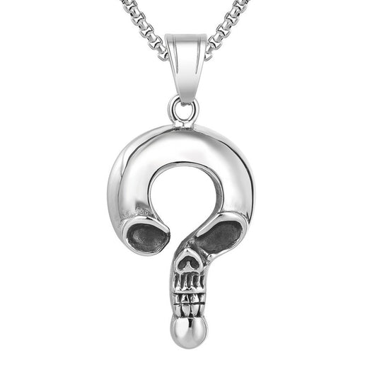 Halloween Skull Question Mark Titanium Steel Necklace for Men
