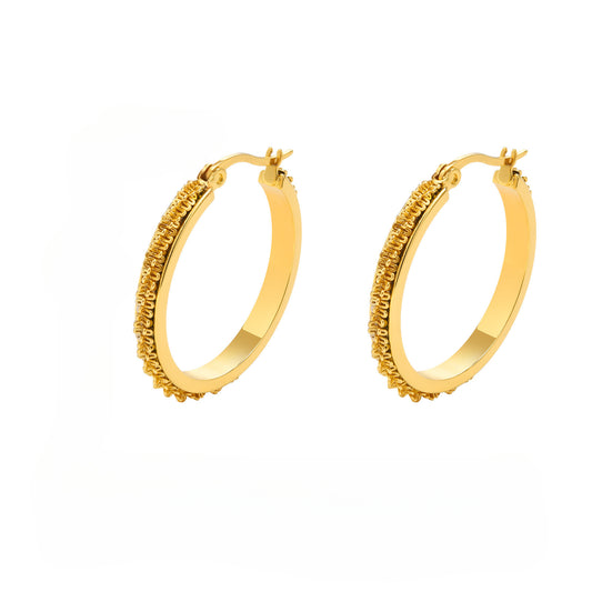 Stainless Steel Gypsy Oval Earrings Gold Women's Wholesale