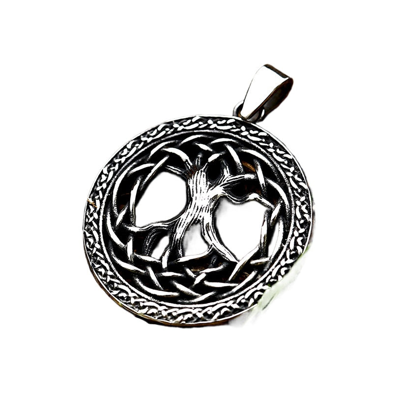 Titanium Steel Tree of Life Pendant with Nordic Viking Celtic Knot Design for Men