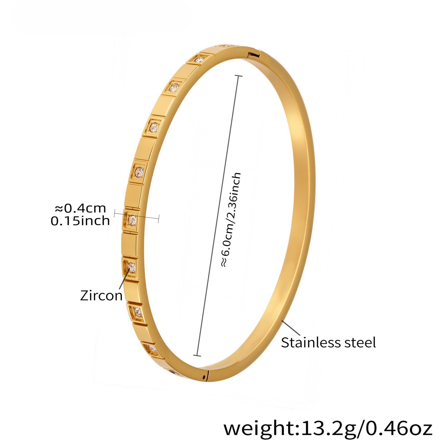 Planderful Women Stainless Steel Geometric Zircon Bracelet