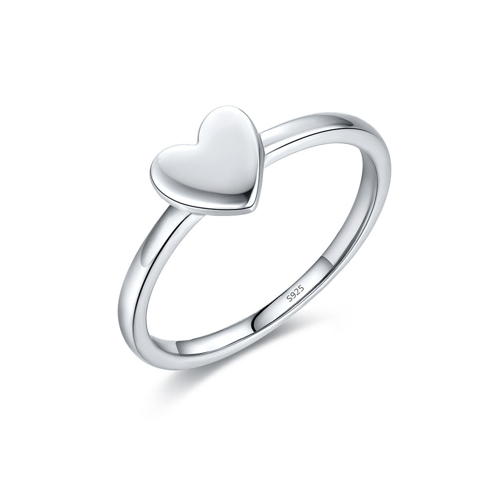 S925 Sterling Silver Zircon Love Ring - Versatile, Simple, and Sweet